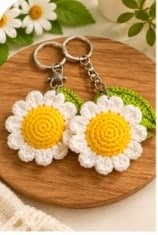 Crochet Daisy Keychain (Set of 2) — handmade crochet by Anzy Crochets