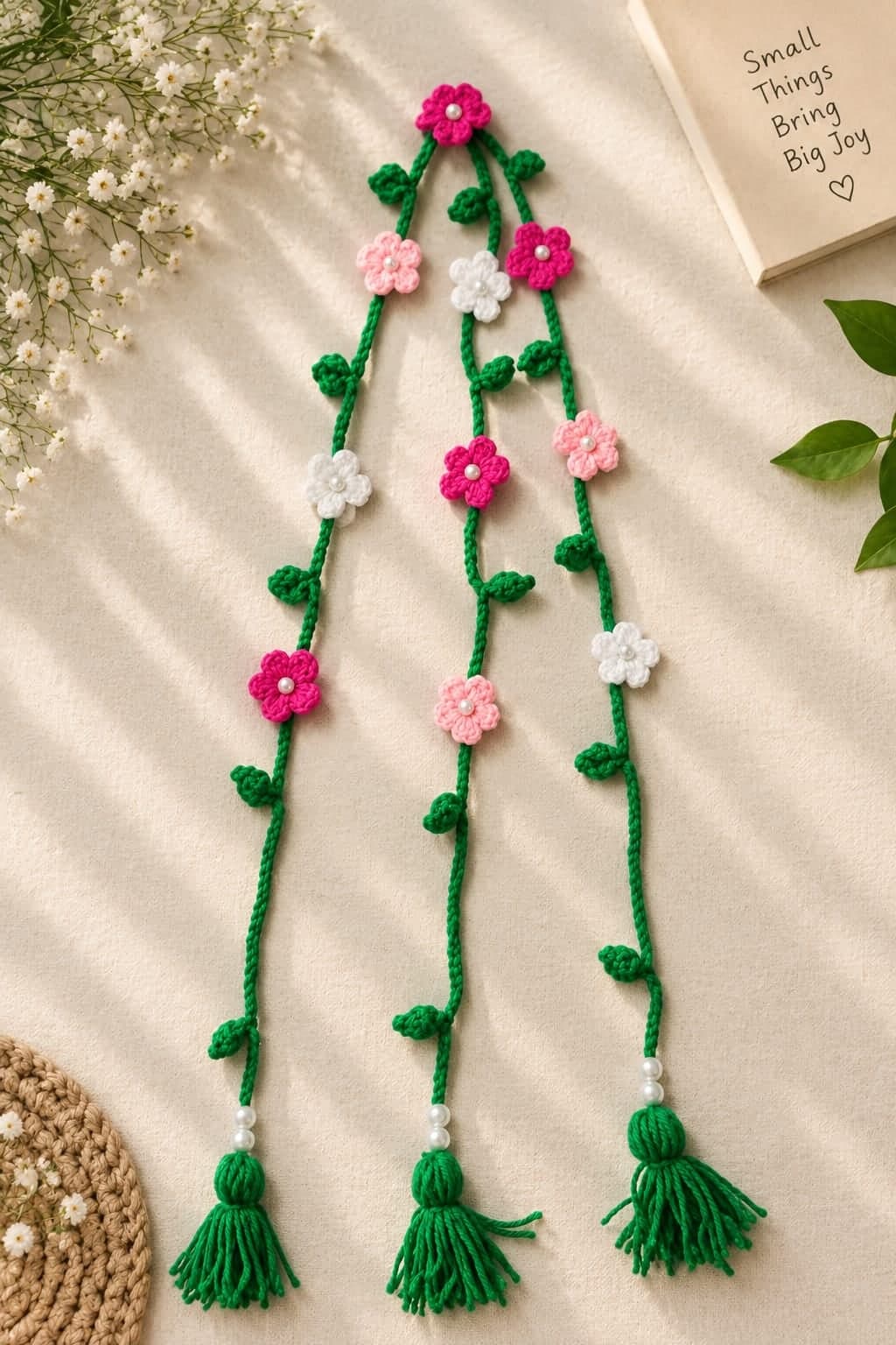 Crochet Flower Vine Hair Strands (Set of 3) — handmade crochet by Anzy Crochets