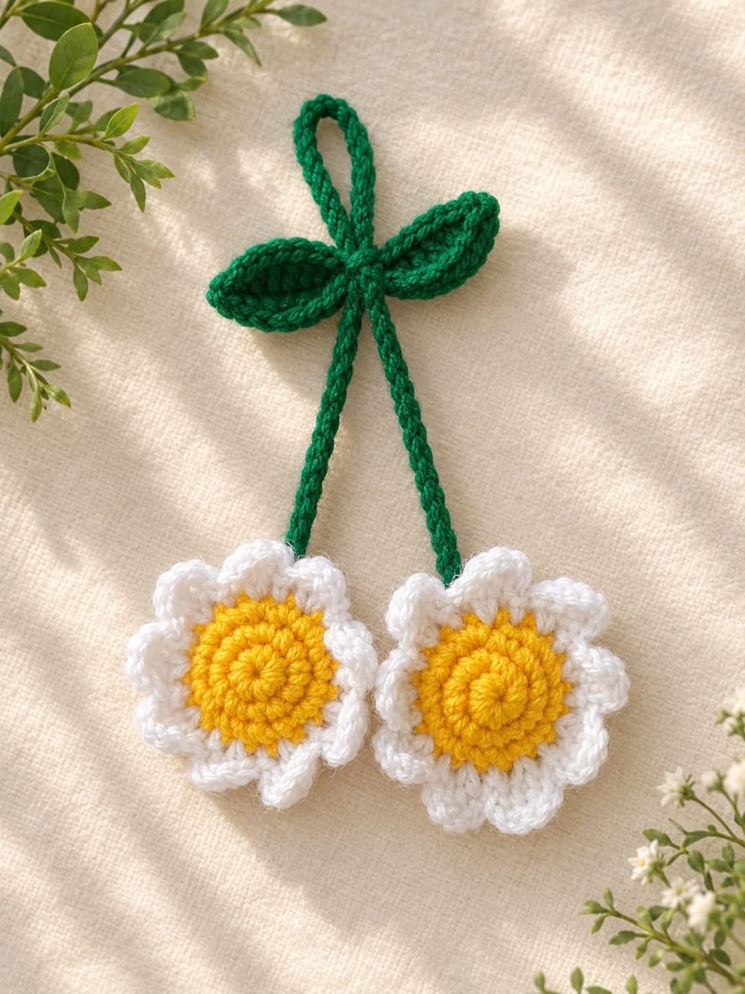 Crochet Daisy Twin Bag Charm — handmade crochet by Anzy Crochets