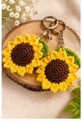 Crochet Sunflower Keychain (Set of 2) — handmade crochet by Anzy Crochets