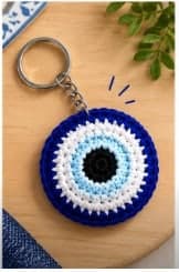 Crochet Evil Eye Keychain — handmade crochet by Anzy Crochets
