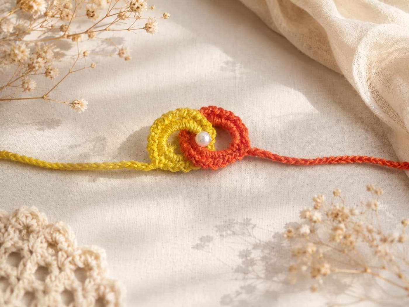 Handmade Crochet Floral & Pearl Rakhi Collection — handmade crochet by Anzy Crochets
