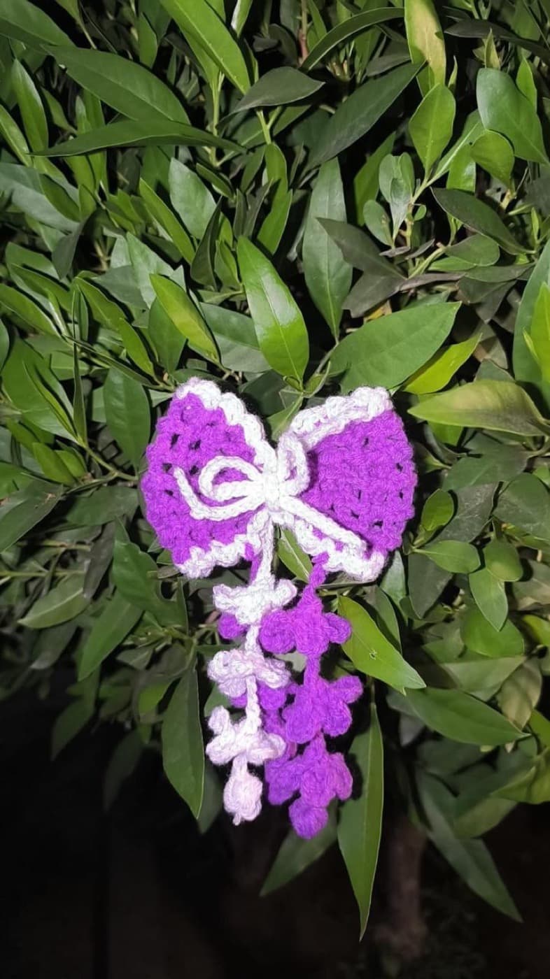 Purple & White Butterfly Crochet Hanging — handmade crochet by Anzy Crochets