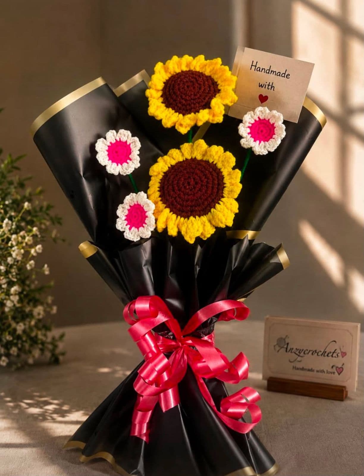 Handmade Crochet Sunflower & Daisy Bouquet — handmade crochet by Anzy Crochets