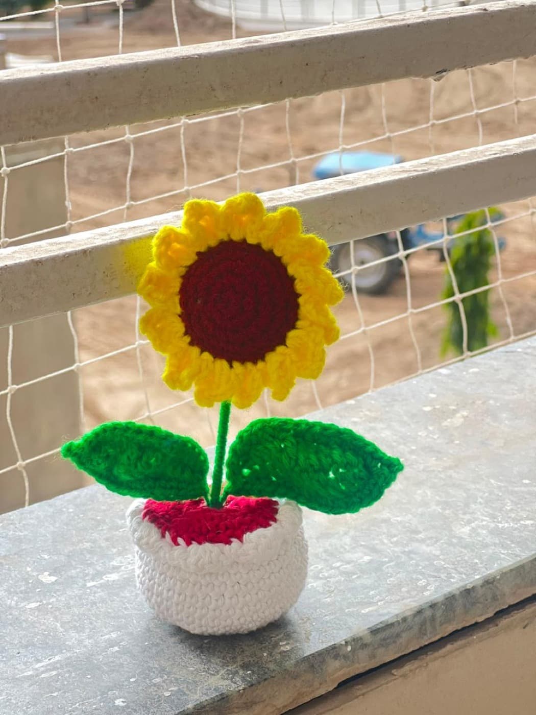 Handmade Crochet Sunflower Decorative Pot — handmade crochet by Anzy Crochets