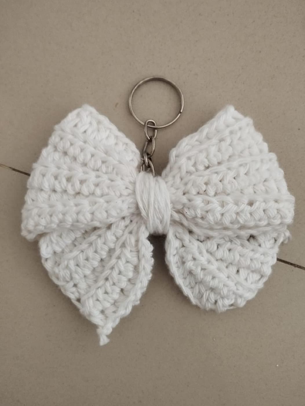 White Butterfly Crochet Keychain — handmade crochet by Anzy Crochets